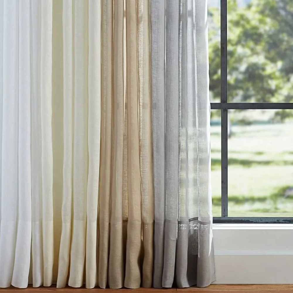New - Pottery Barn Belgian Linen Sheer Pole Top Curtain Panel 50